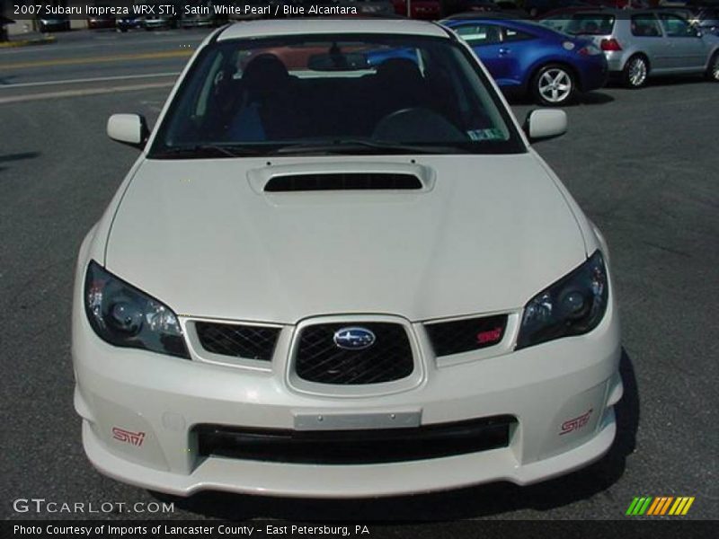 Satin White Pearl / Blue Alcantara 2007 Subaru Impreza WRX STi