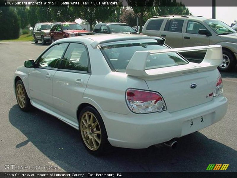 Satin White Pearl / Blue Alcantara 2007 Subaru Impreza WRX STi