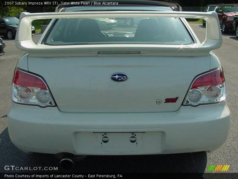 Satin White Pearl / Blue Alcantara 2007 Subaru Impreza WRX STi