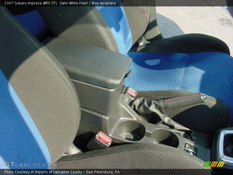 Satin White Pearl / Blue Alcantara 2007 Subaru Impreza WRX STi