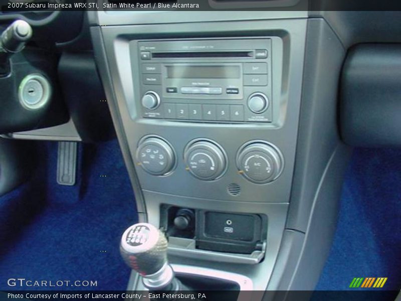 Satin White Pearl / Blue Alcantara 2007 Subaru Impreza WRX STi