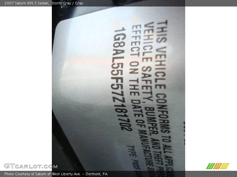 Storm Gray / Gray 2007 Saturn ION 3 Sedan