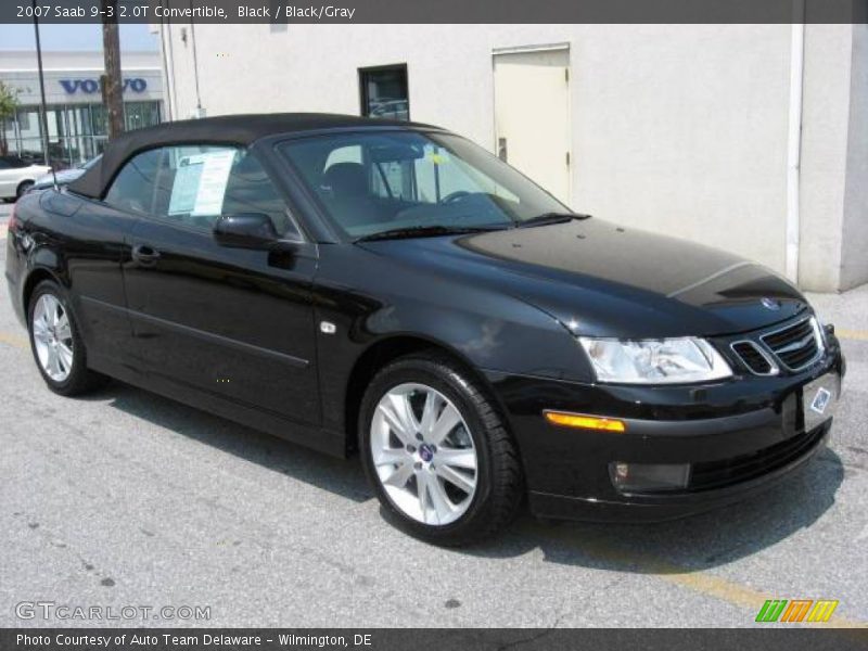 Black / Black/Gray 2007 Saab 9-3 2.0T Convertible