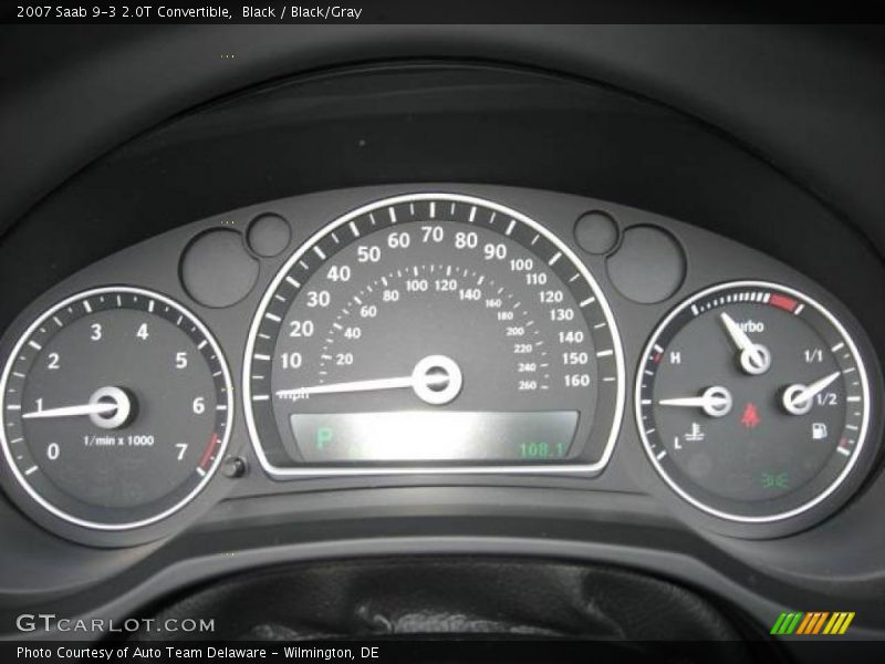 Black / Black/Gray 2007 Saab 9-3 2.0T Convertible