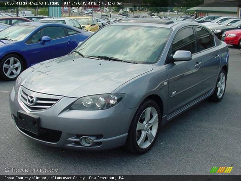 Titanium Gray Metallic / Black/Red 2005 Mazda MAZDA3 s Sedan