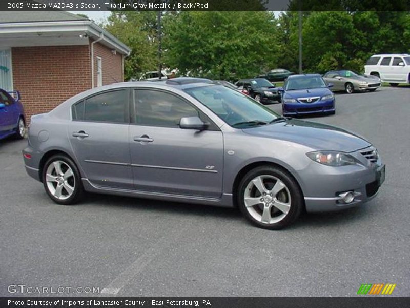 Titanium Gray Metallic / Black/Red 2005 Mazda MAZDA3 s Sedan