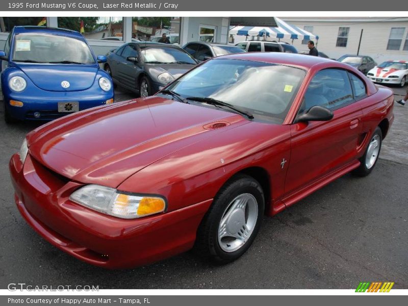 Laser Red Metallic / Gray 1995 Ford Mustang V6 Coupe