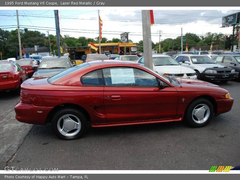 Laser Red Metallic / Gray 1995 Ford Mustang V6 Coupe