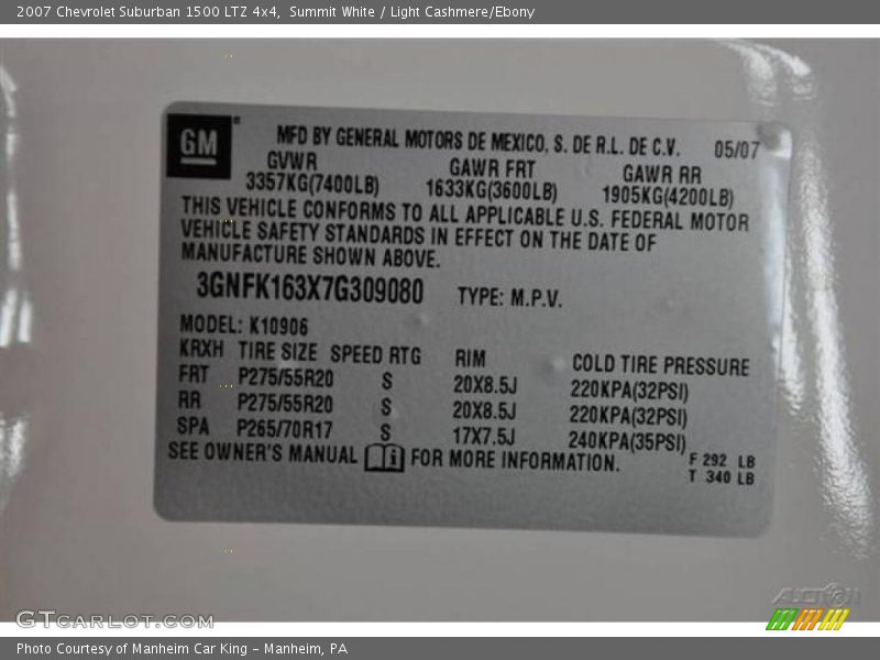 Summit White / Light Cashmere/Ebony 2007 Chevrolet Suburban 1500 LTZ 4x4