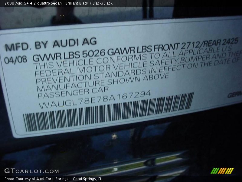 Brilliant Black / Black/Black 2008 Audi S4 4.2 quattro Sedan