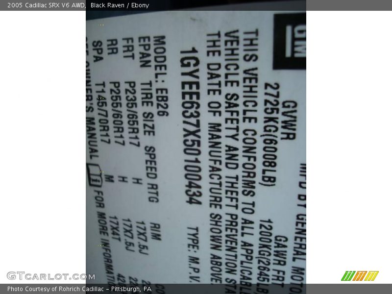 Black Raven / Ebony 2005 Cadillac SRX V6 AWD
