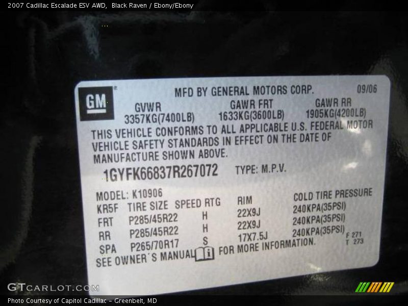 Black Raven / Ebony/Ebony 2007 Cadillac Escalade ESV AWD