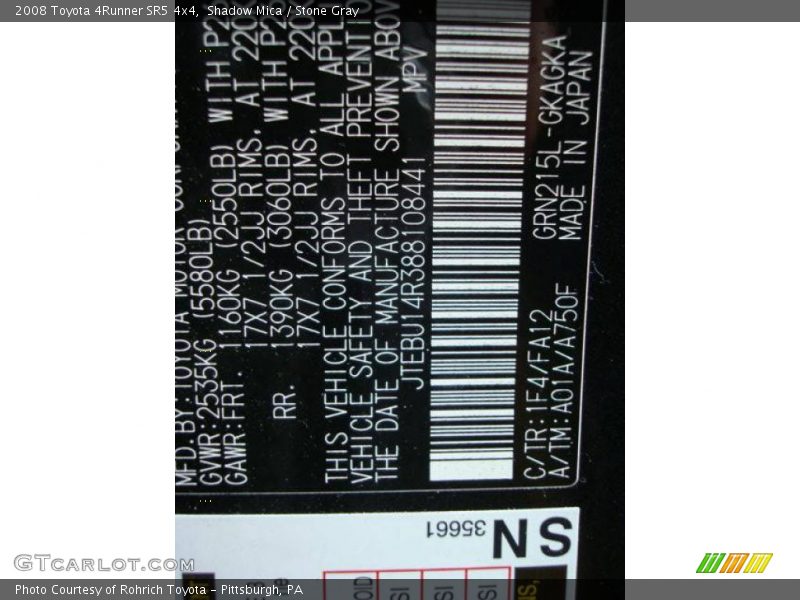 Shadow Mica / Stone Gray 2008 Toyota 4Runner SR5 4x4