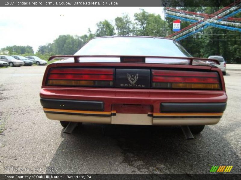 Dark Red Metallic / Beige 1987 Pontiac Firebird Formula Coupe