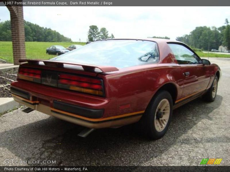 Dark Red Metallic / Beige 1987 Pontiac Firebird Formula Coupe