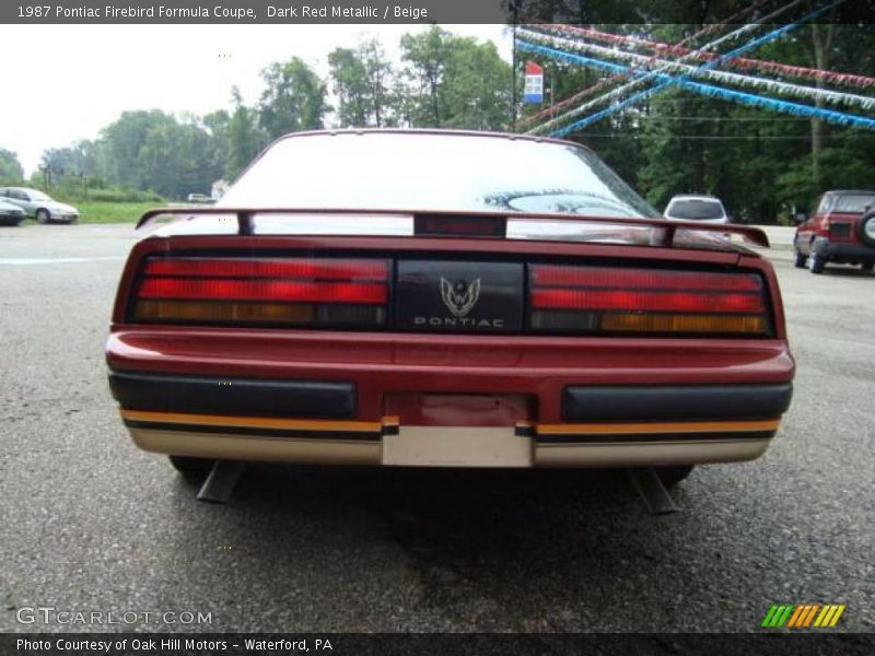 Dark Red Metallic / Beige 1987 Pontiac Firebird Formula Coupe