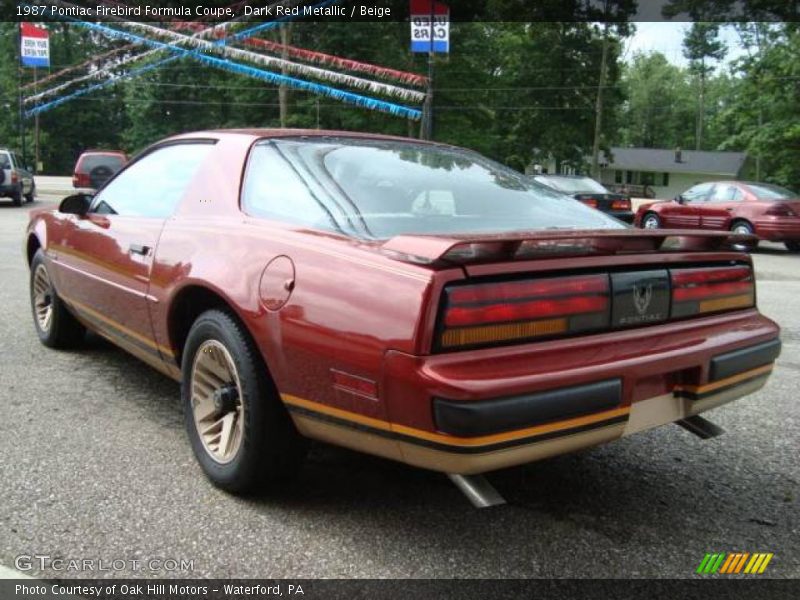 Dark Red Metallic / Beige 1987 Pontiac Firebird Formula Coupe