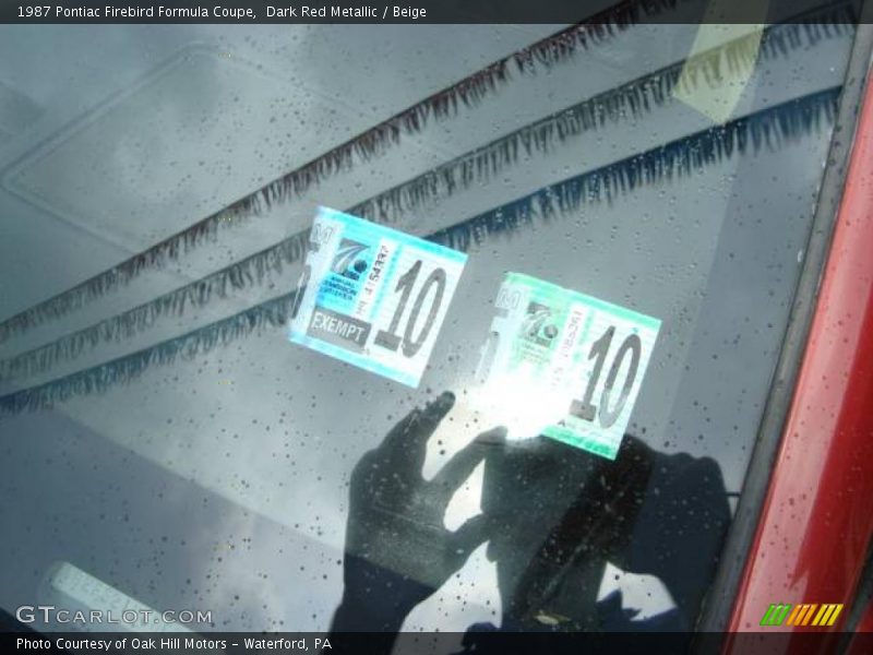 Dark Red Metallic / Beige 1987 Pontiac Firebird Formula Coupe