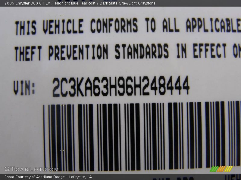 Midnight Blue Pearlcoat / Dark Slate Gray/Light Graystone 2006 Chrysler 300 C HEMI