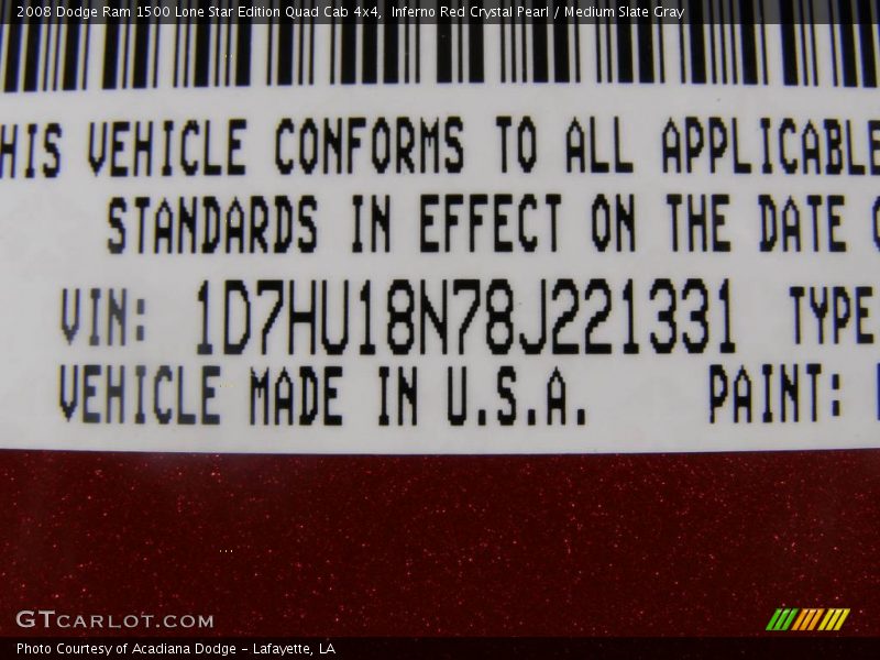 Inferno Red Crystal Pearl / Medium Slate Gray 2008 Dodge Ram 1500 Lone Star Edition Quad Cab 4x4