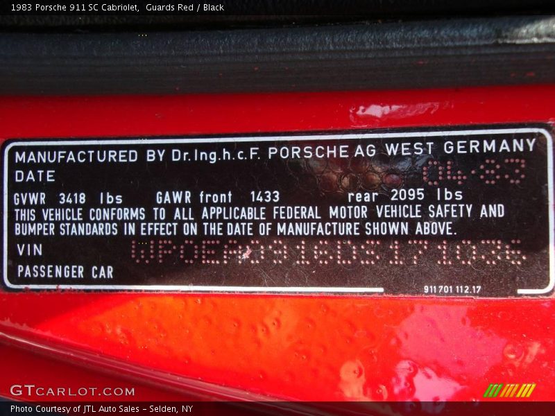 Guards Red / Black 1983 Porsche 911 SC Cabriolet
