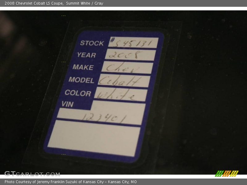 Summit White / Gray 2008 Chevrolet Cobalt LS Coupe