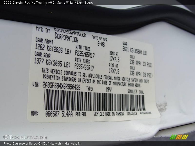 Stone White / Light Taupe 2006 Chrysler Pacifica Touring AWD