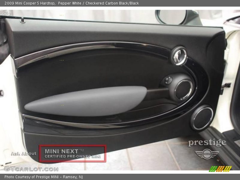 Pepper White / Checkered Carbon Black/Black 2009 Mini Cooper S Hardtop