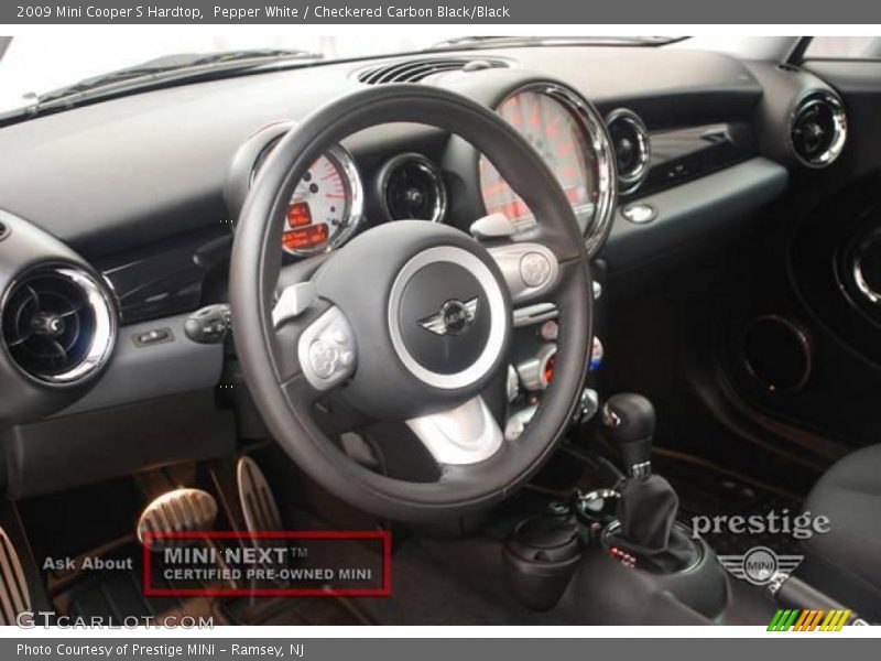 Pepper White / Checkered Carbon Black/Black 2009 Mini Cooper S Hardtop