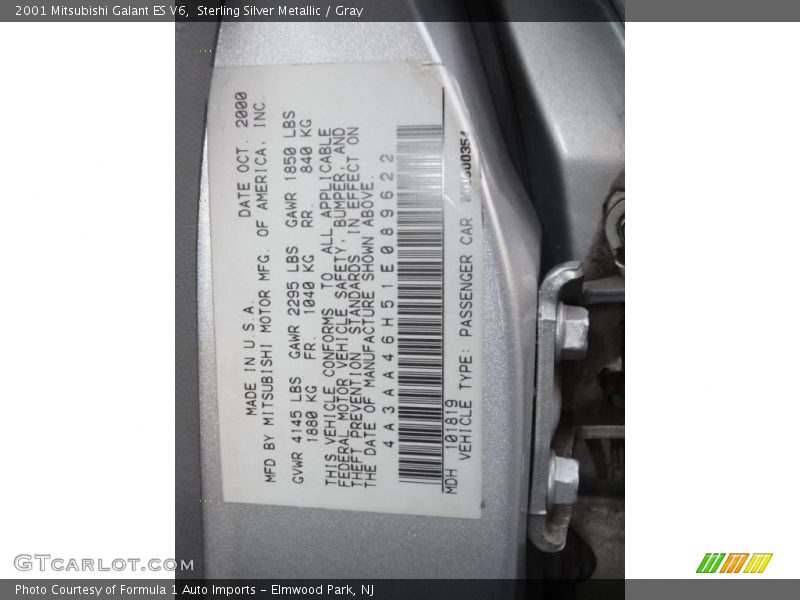 Sterling Silver Metallic / Gray 2001 Mitsubishi Galant ES V6