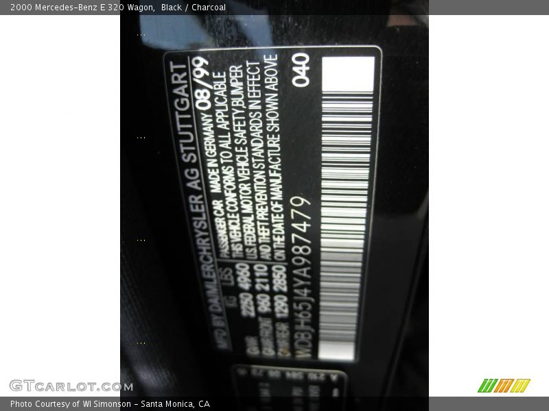 Black / Charcoal 2000 Mercedes-Benz E 320 Wagon