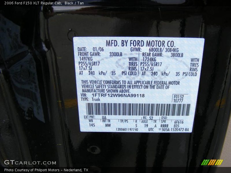 Black / Tan 2006 Ford F150 XLT Regular Cab
