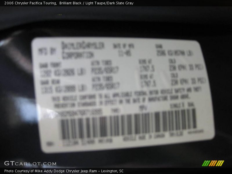 Brilliant Black / Light Taupe/Dark Slate Gray 2006 Chrysler Pacifica Touring