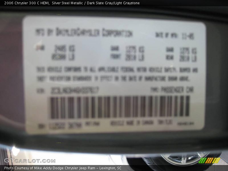 Silver Steel Metallic / Dark Slate Gray/Light Graystone 2006 Chrysler 300 C HEMI