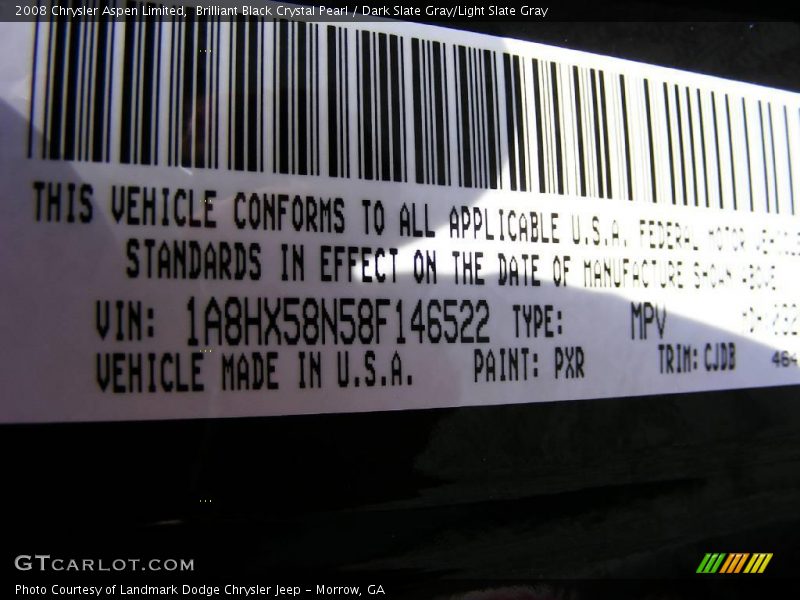 Brilliant Black Crystal Pearl / Dark Slate Gray/Light Slate Gray 2008 Chrysler Aspen Limited