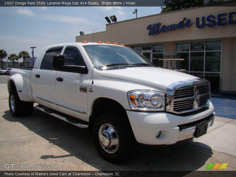 Bright White / Khaki 2007 Dodge Ram 3500 Laramie Mega Cab 4x4 Dually