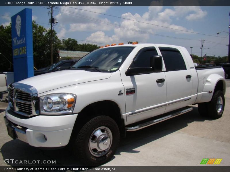 Bright White / Khaki 2007 Dodge Ram 3500 Laramie Mega Cab 4x4 Dually