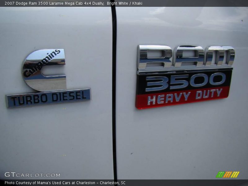 Bright White / Khaki 2007 Dodge Ram 3500 Laramie Mega Cab 4x4 Dually