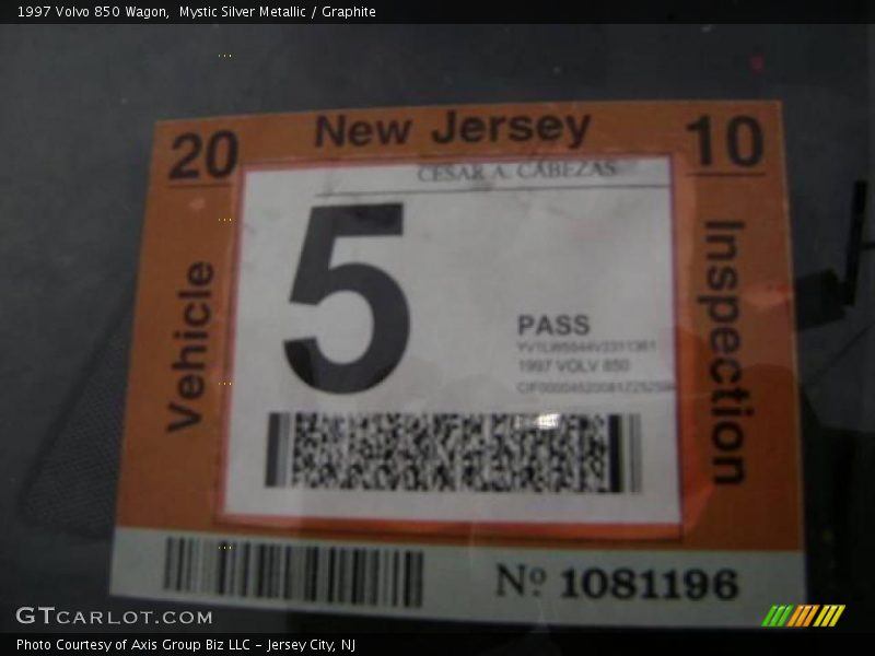 Mystic Silver Metallic / Graphite 1997 Volvo 850 Wagon