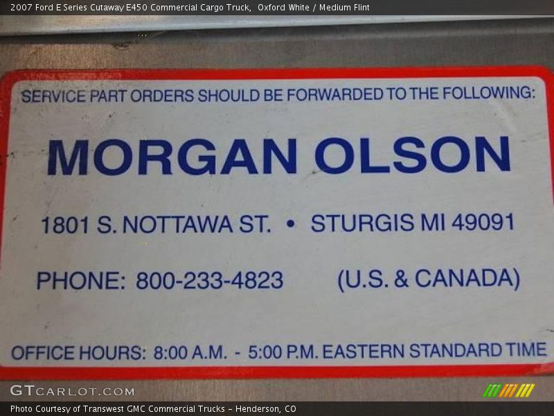 Oxford White / Medium Flint 2007 Ford E Series Cutaway E450 Commercial Cargo Truck