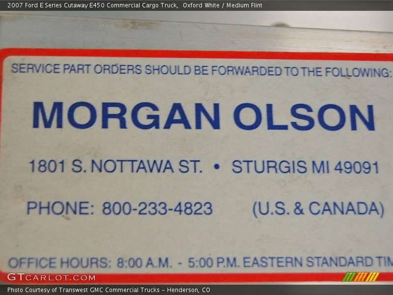 Oxford White / Medium Flint 2007 Ford E Series Cutaway E450 Commercial Cargo Truck