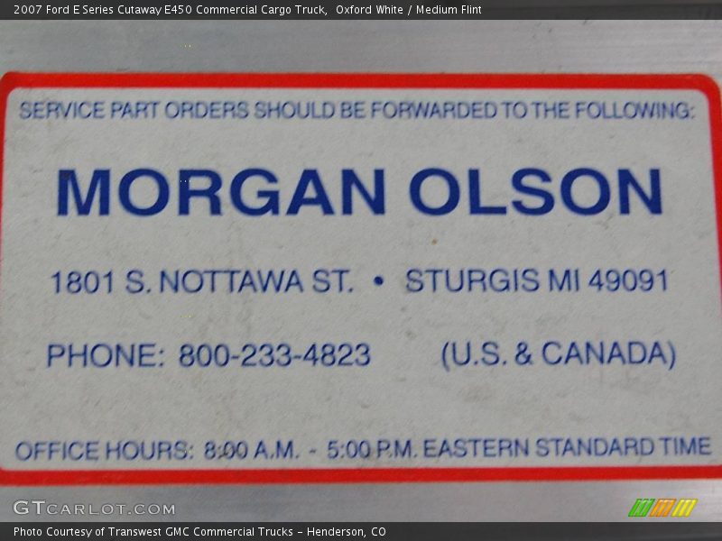 Oxford White / Medium Flint 2007 Ford E Series Cutaway E450 Commercial Cargo Truck