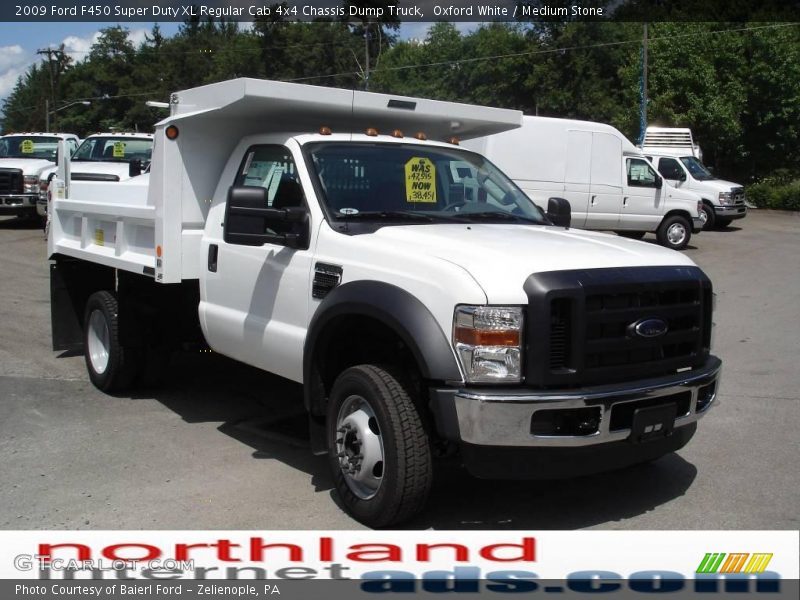 Oxford White / Medium Stone 2009 Ford F450 Super Duty XL Regular Cab 4x4 Chassis Dump Truck
