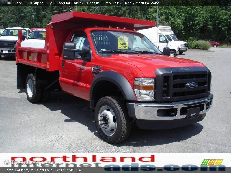 Red / Medium Stone 2009 Ford F450 Super Duty XL Regular Cab 4x4 Chassis Dump Truck