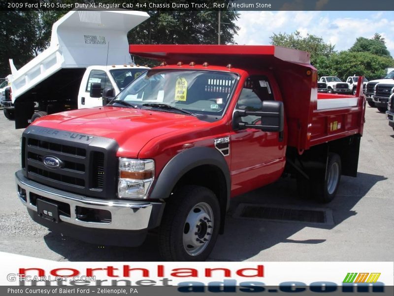 Red / Medium Stone 2009 Ford F450 Super Duty XL Regular Cab 4x4 Chassis Dump Truck
