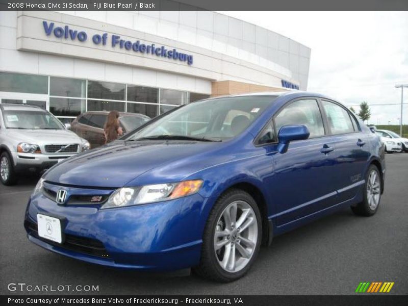 Fiji Blue Pearl / Black 2008 Honda Civic Si Sedan