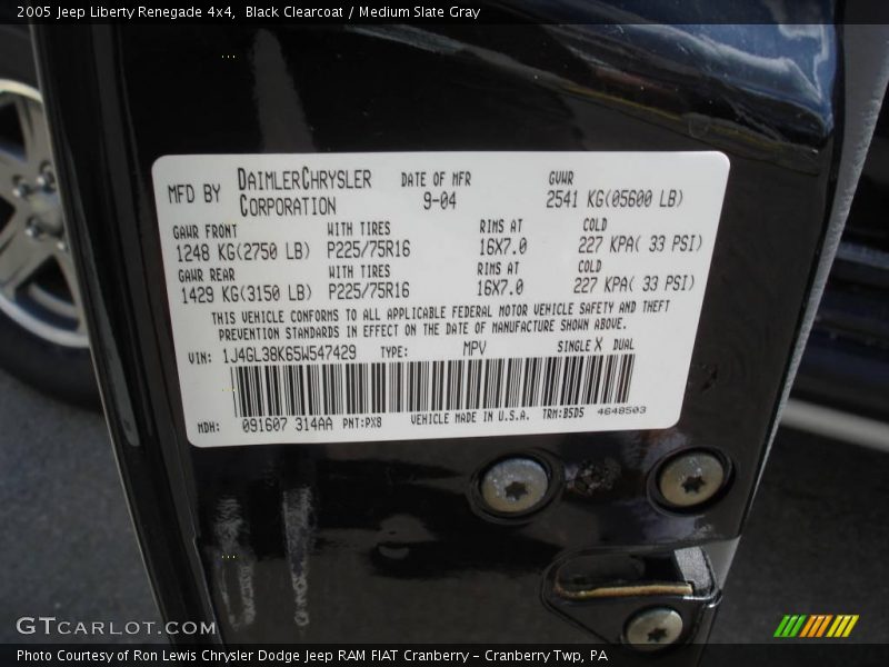 Black Clearcoat / Medium Slate Gray 2005 Jeep Liberty Renegade 4x4