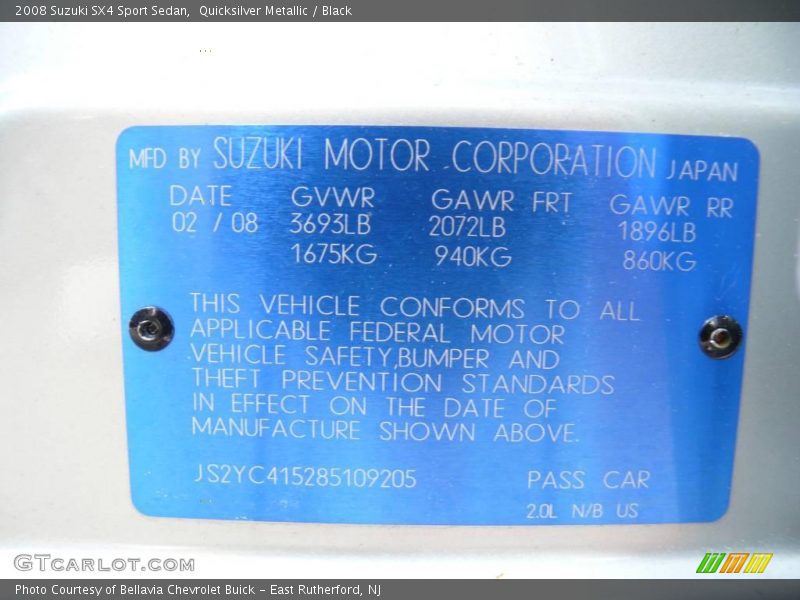 Quicksilver Metallic / Black 2008 Suzuki SX4 Sport Sedan