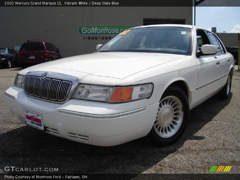 Vibrant White / Deep Slate Blue 2002 Mercury Grand Marquis LS
