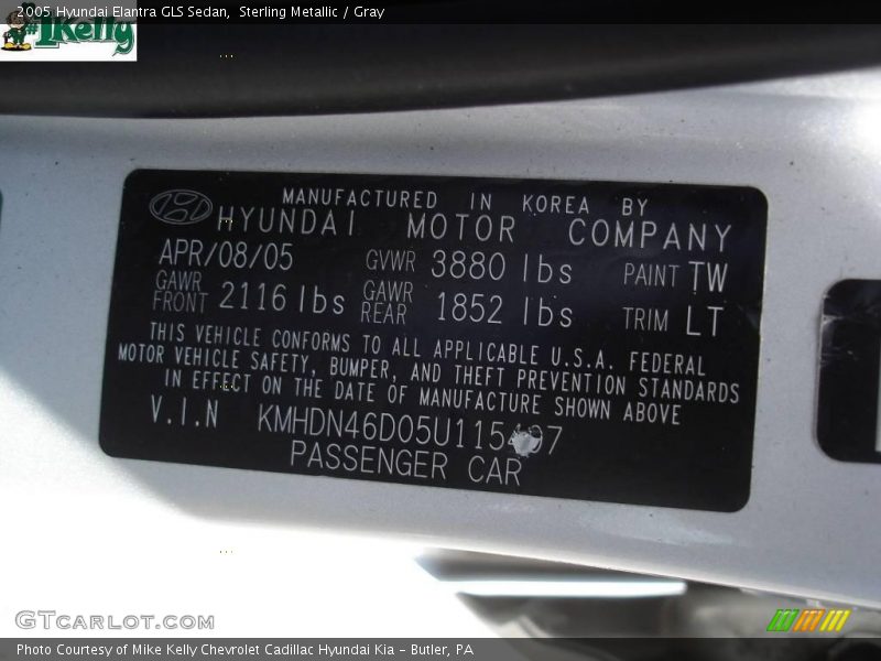Sterling Metallic / Gray 2005 Hyundai Elantra GLS Sedan